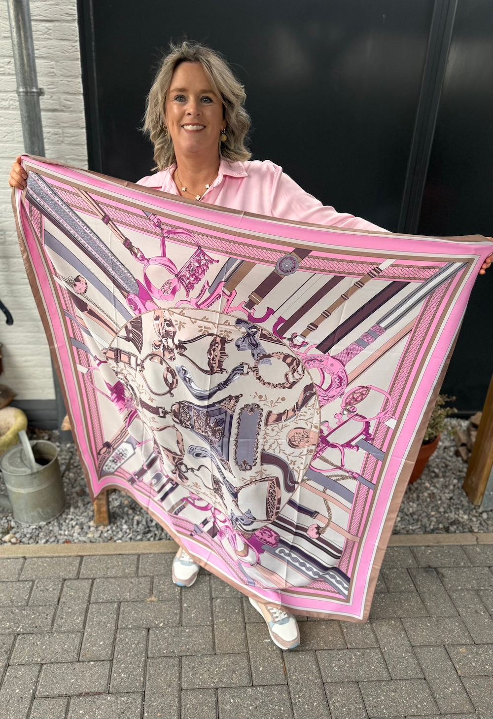 Sjaal roze met print