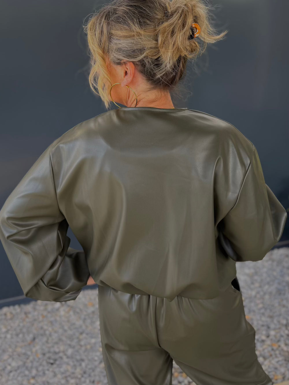 bomber vegan leather groen