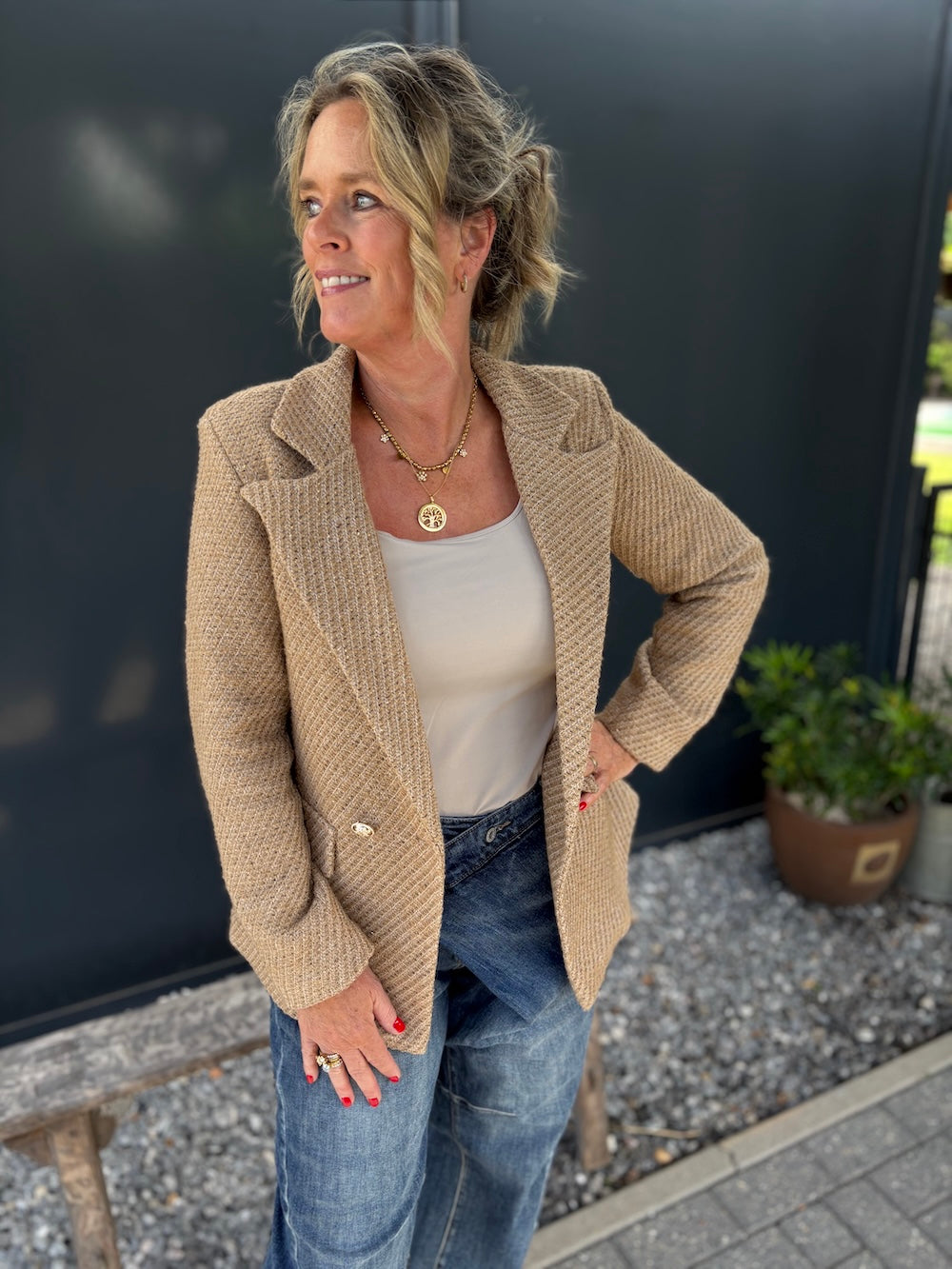 blazer jaquard camel