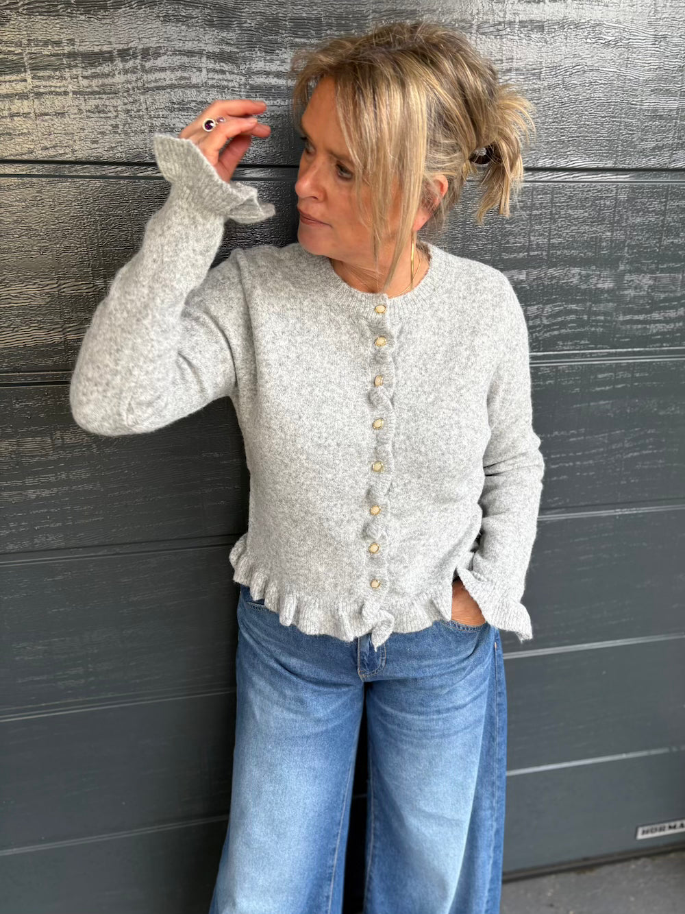 Vestje lichtgrijs met ruches