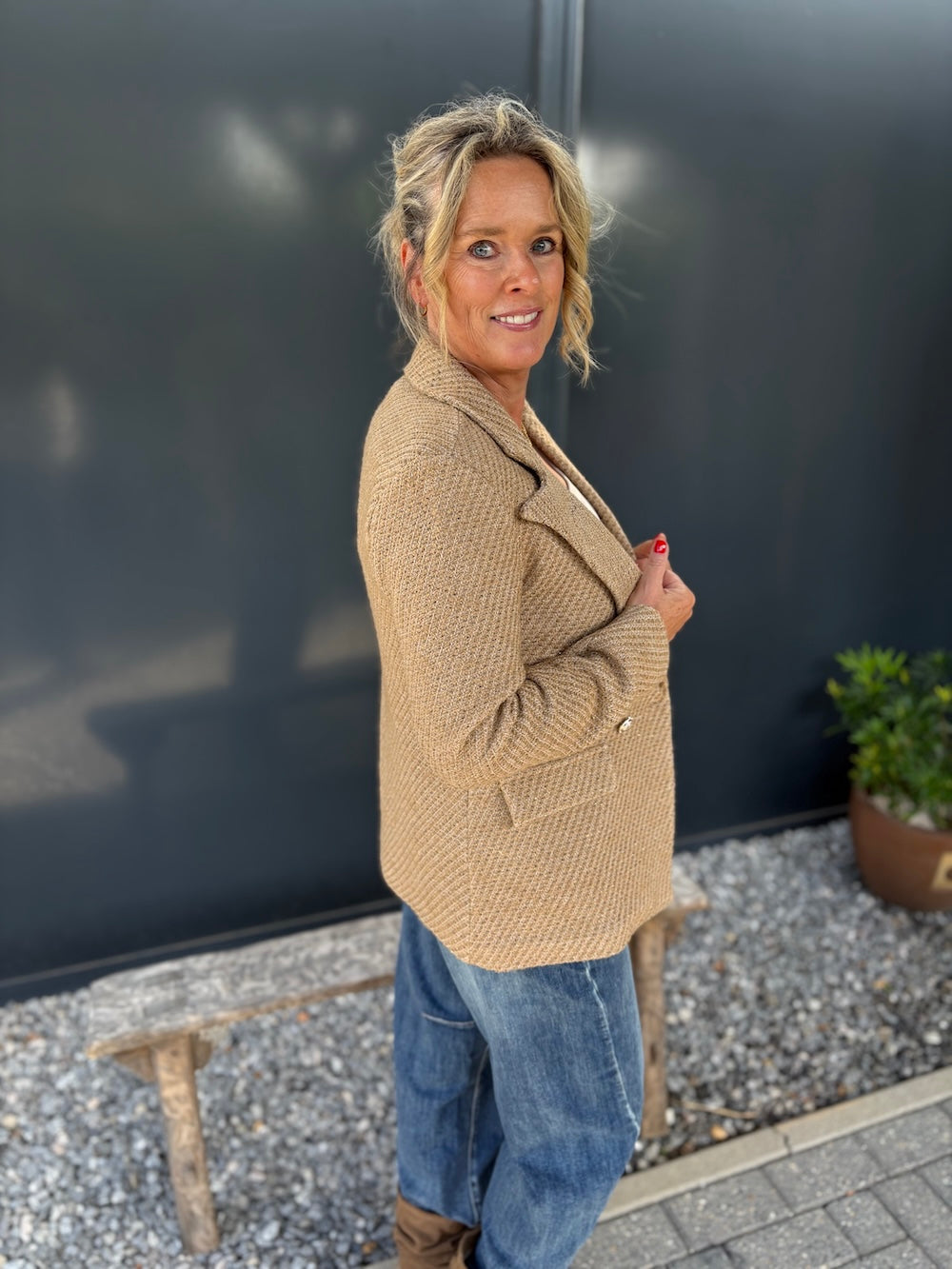 blazer jaquard camel