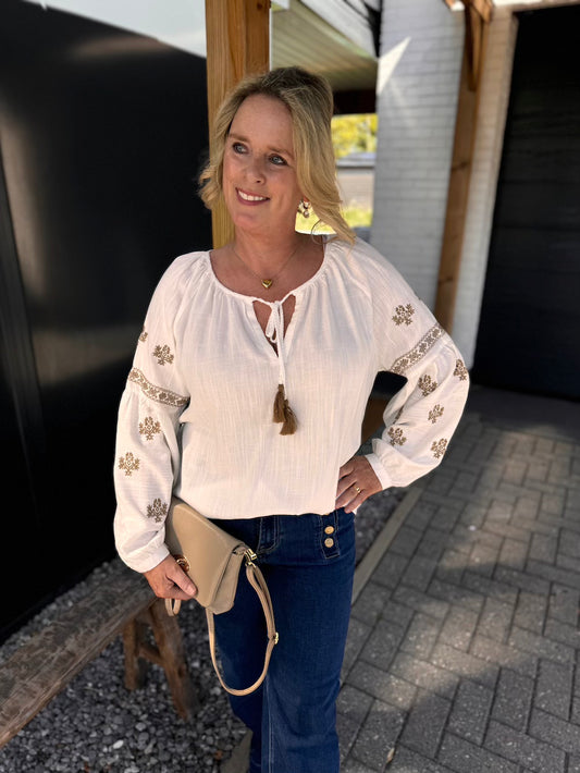blouse katoen linnen geborduurd