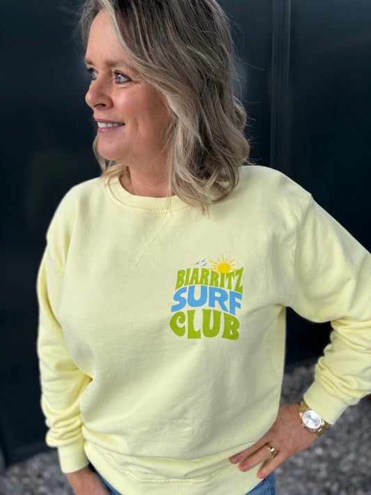 Sweater met rug opdruk geel katoen Biarritz