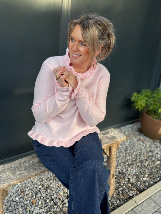 trui met froezel details roze