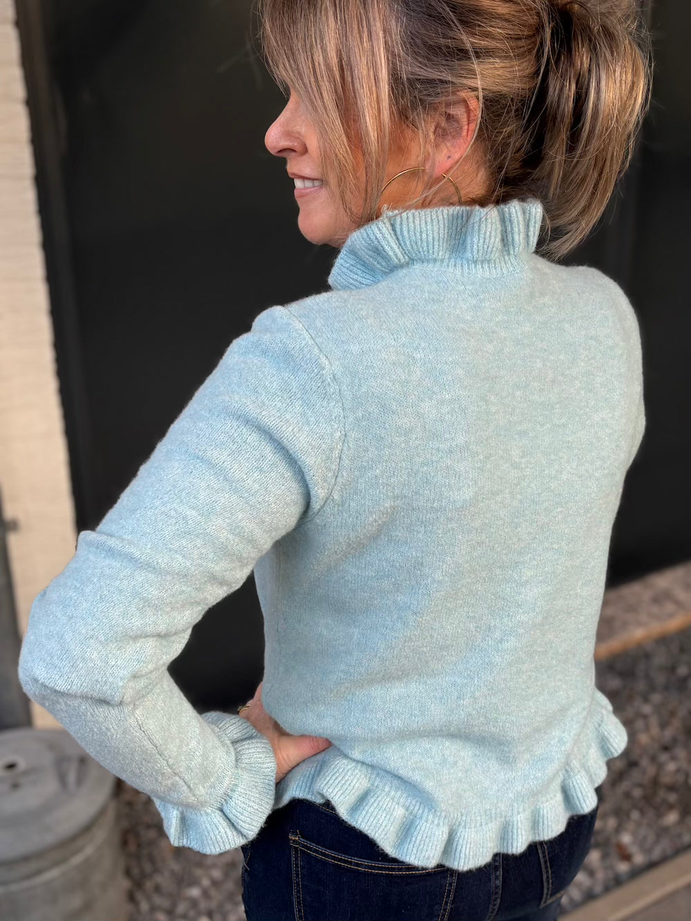 Trui met froezel details blauw