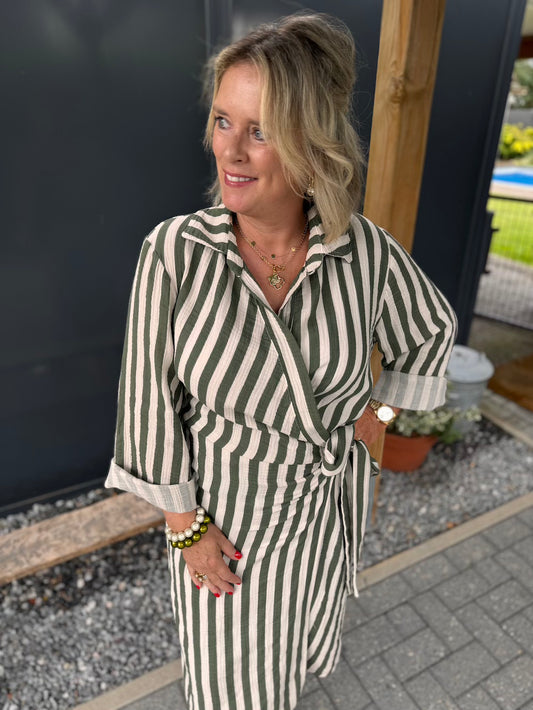 Wikkeljurk khaki streep