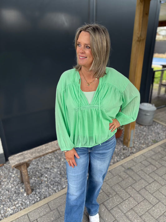 blouse katoen mint wijd 