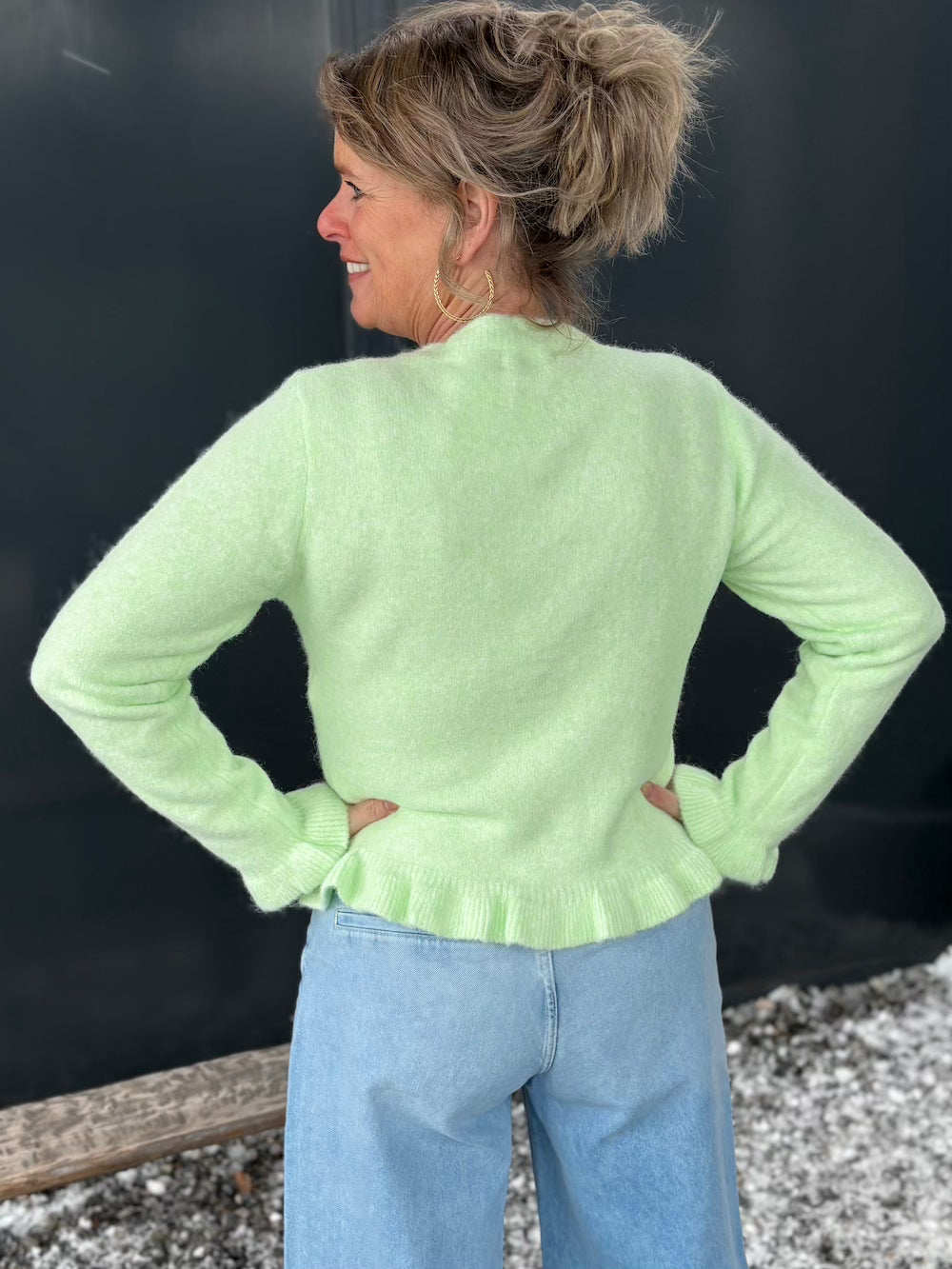Vestje met ruches mint
