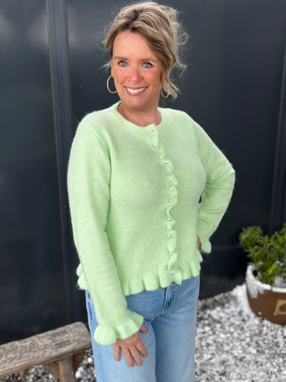 Vestje met ruches mint