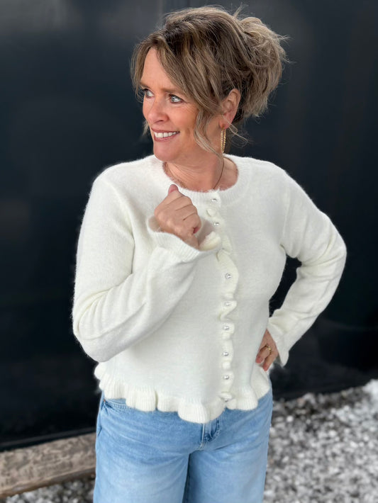 vestje met ruches roomwit