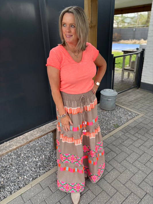 Ibiza rok taupe oranje neon