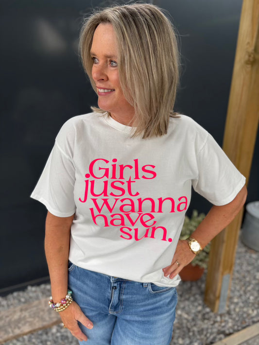 t shirt katoen girls just wanna have sun
