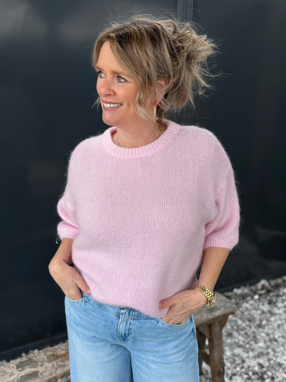 truitje met mohair lichtroze