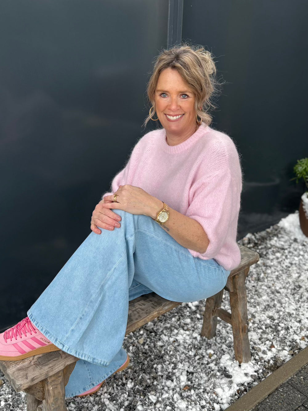 Truitje met mohair 3/4 mouw roze