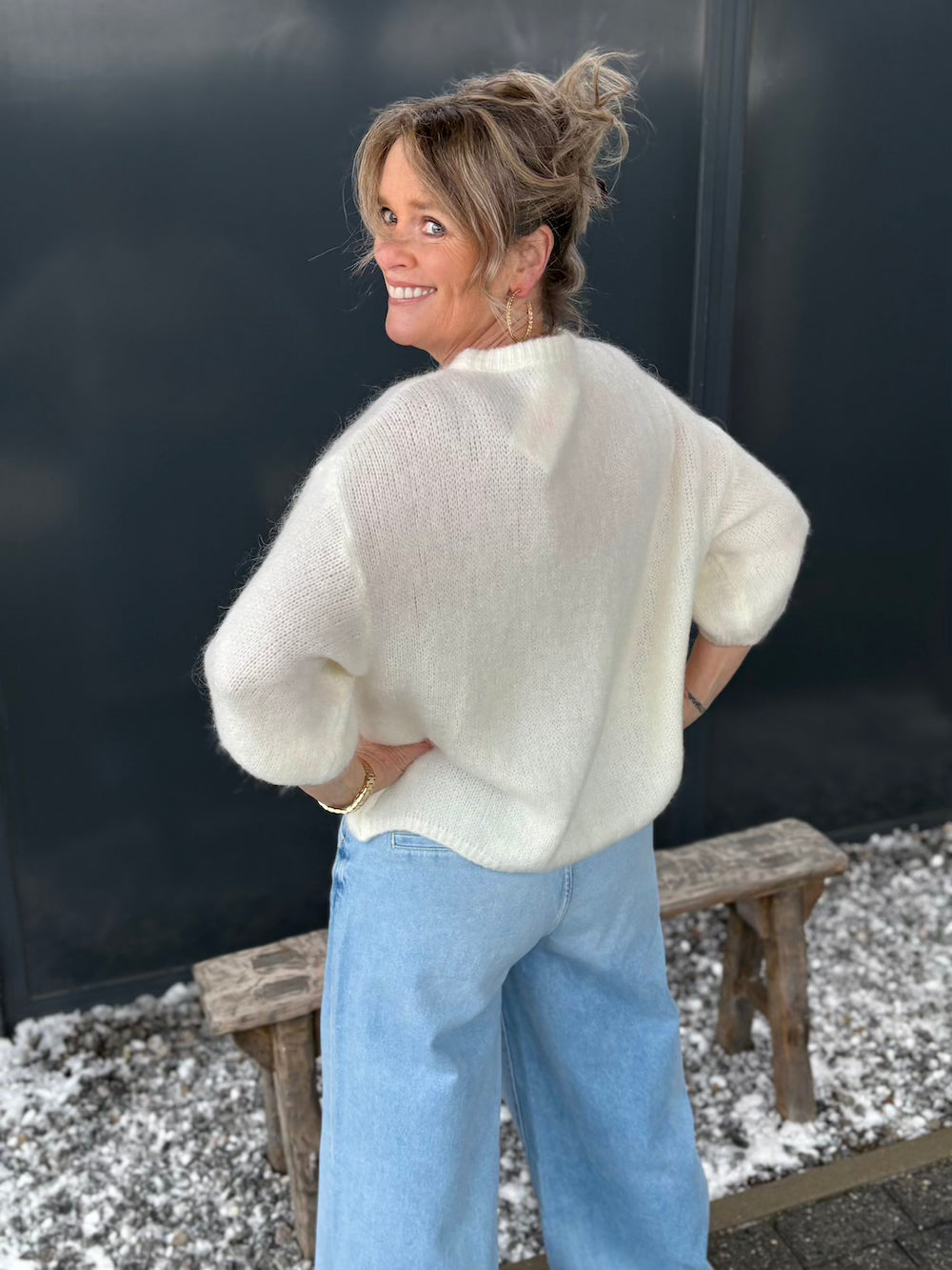 Truitje met mohair 3/4 mouw roomwit