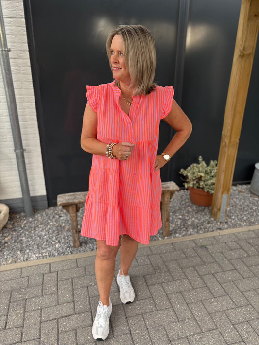 Jurkje neon streep oranje