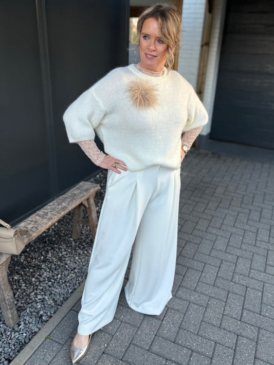 pantalon plooien roomwit