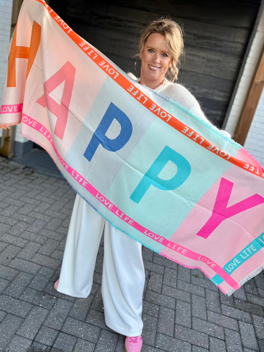 Sjaal happy mint roze