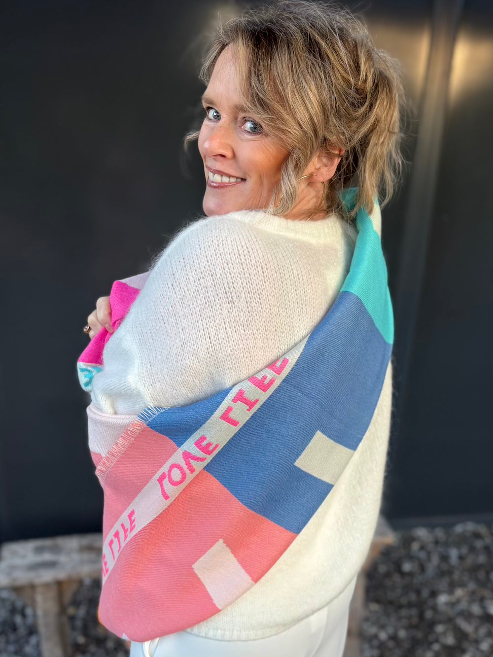 Sjaal HAPPY mint/roze