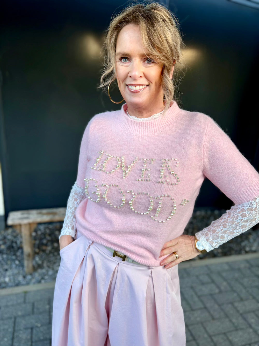 truitje roze met parels