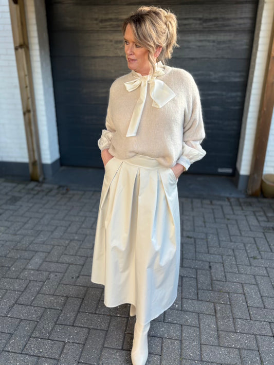 rok met plooien creme wit