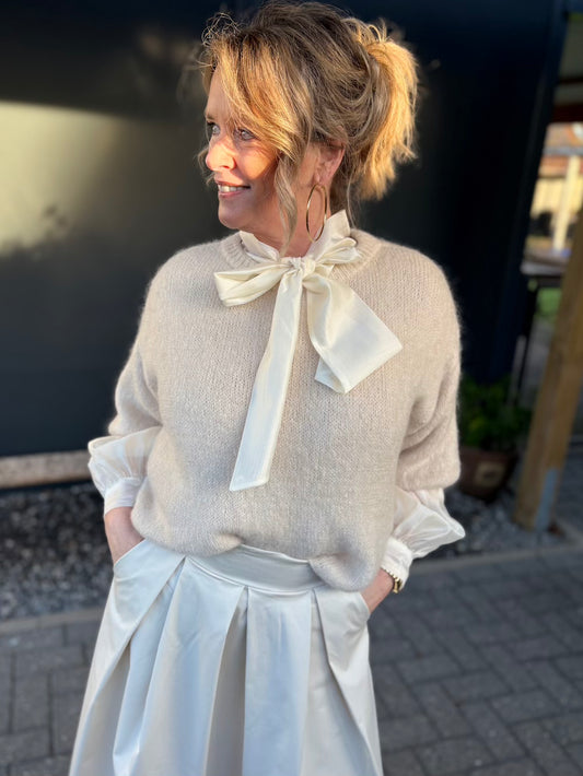 Trui mohair 3/4 mouw beige