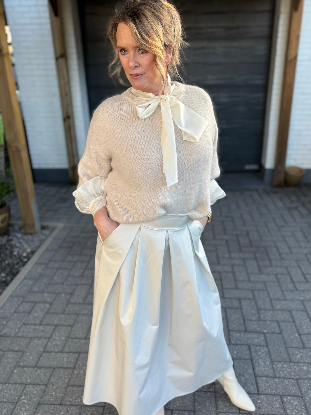 Rok met elastische taille en plooien