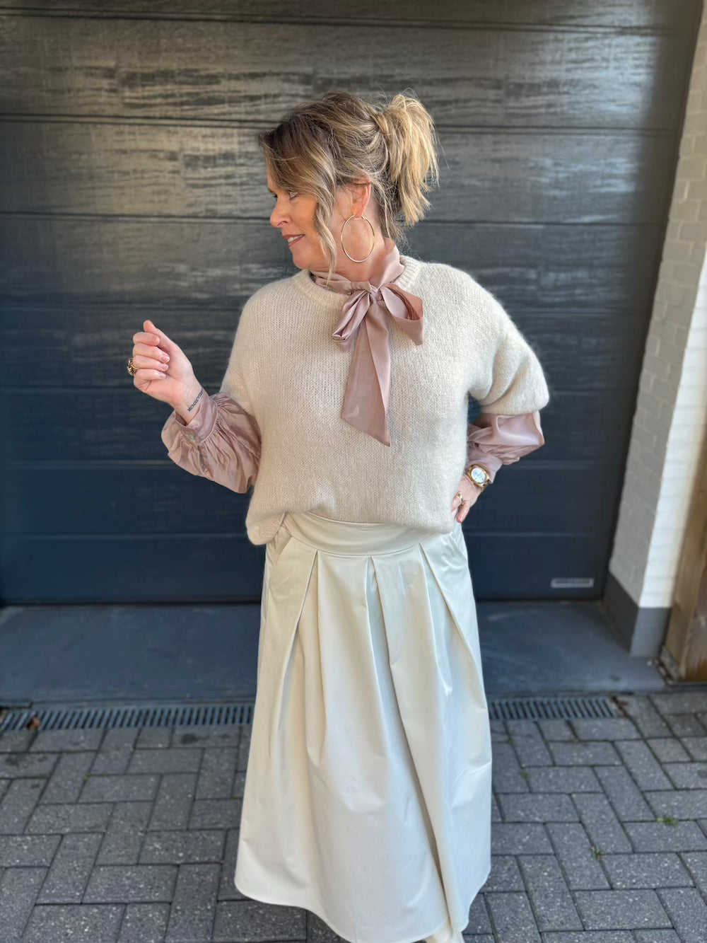 Rok met elastische taille en plooien