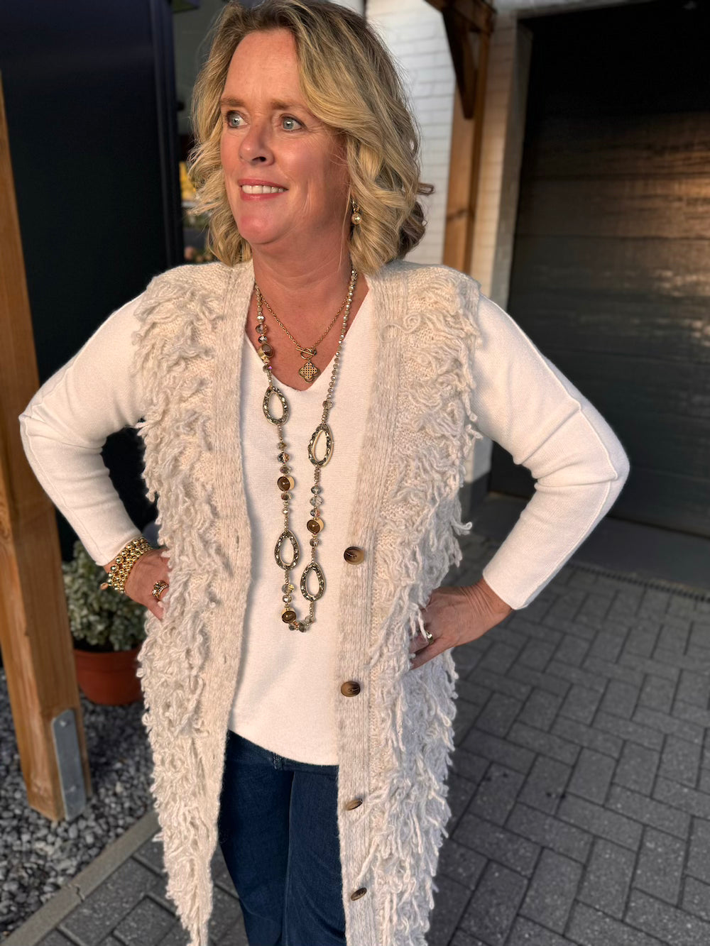 Ketting edelstenen taupe