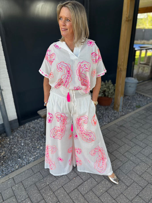 Set met borduursels wit neon