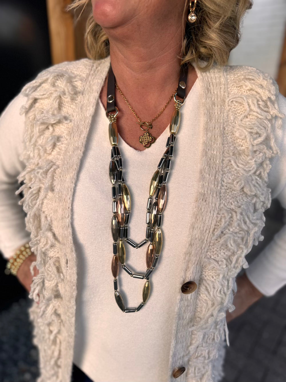 ketting tricolor goud zilver rosé