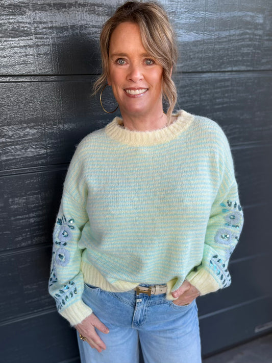 Trui met pailetten mint