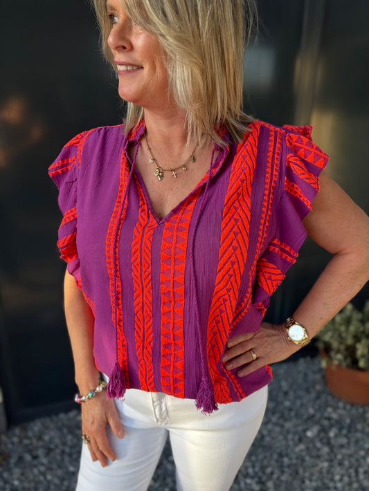 Tuniek blouse paars oranje