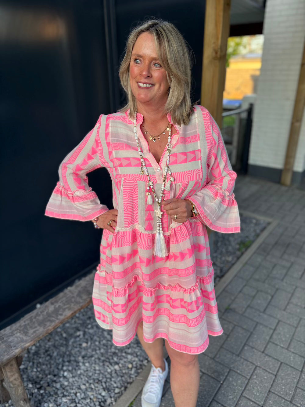 Ibiza jurk midi neon roze