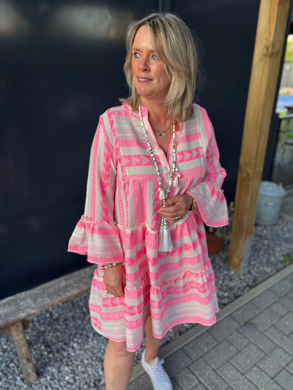 Ibiza jurk midi neon roze