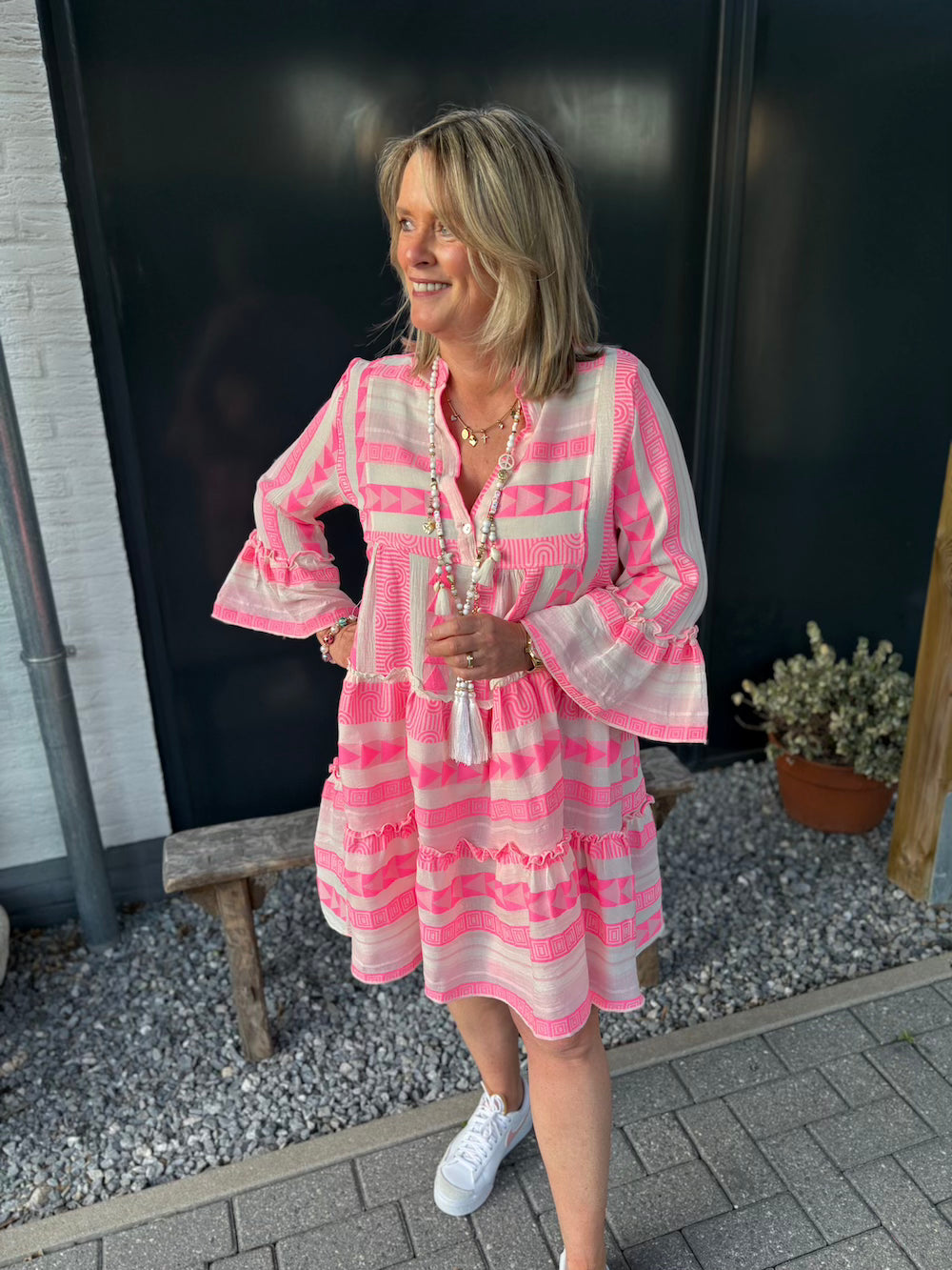 Ibiza jurk midi neon roze
