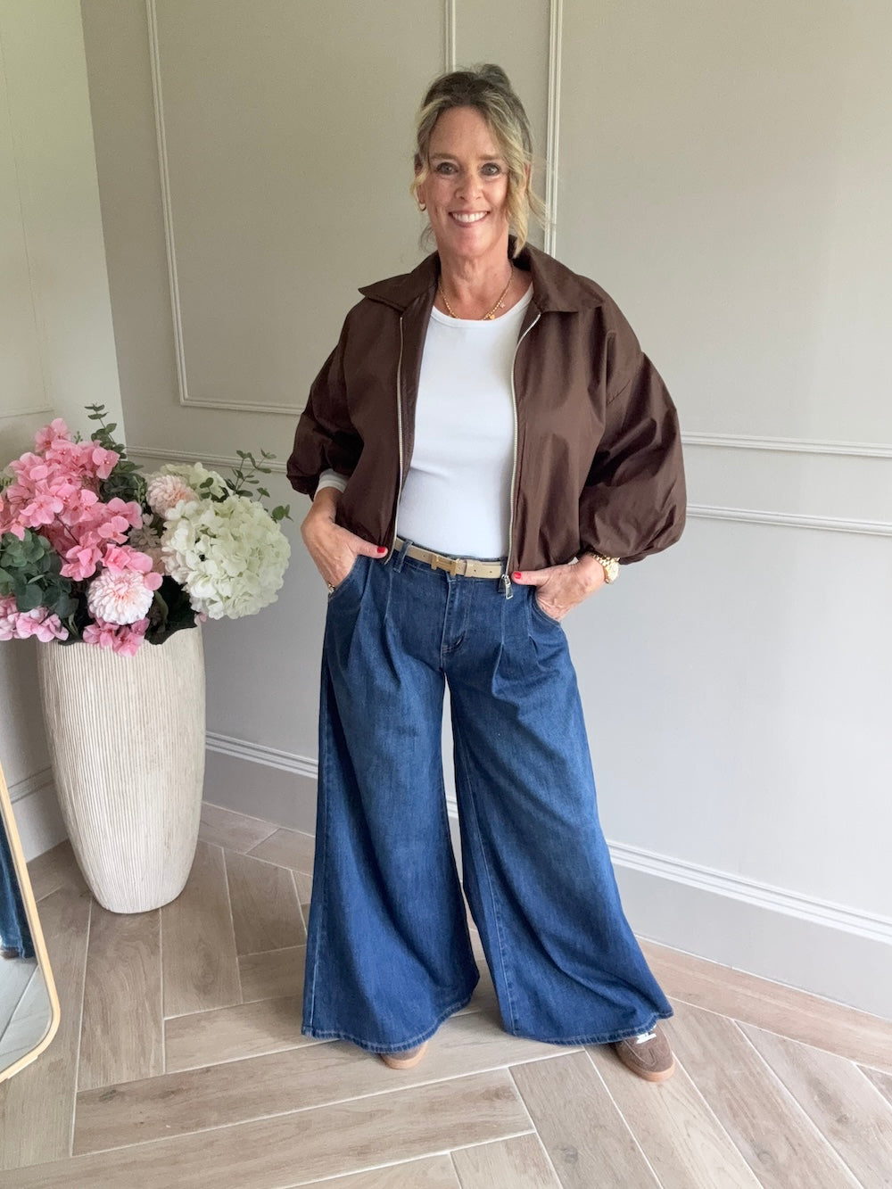 Bomber jasje met 3/4 mouw