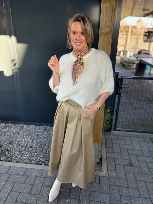 rok met plooien camel