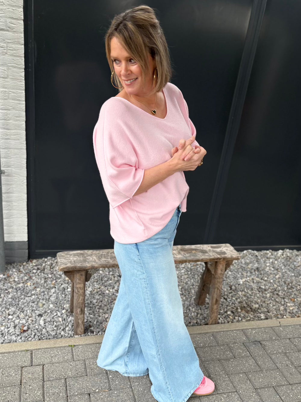 Basic truitje V-hals roze