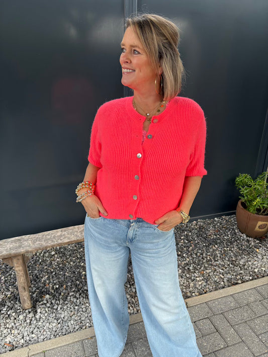 Vestje alpaca koraal