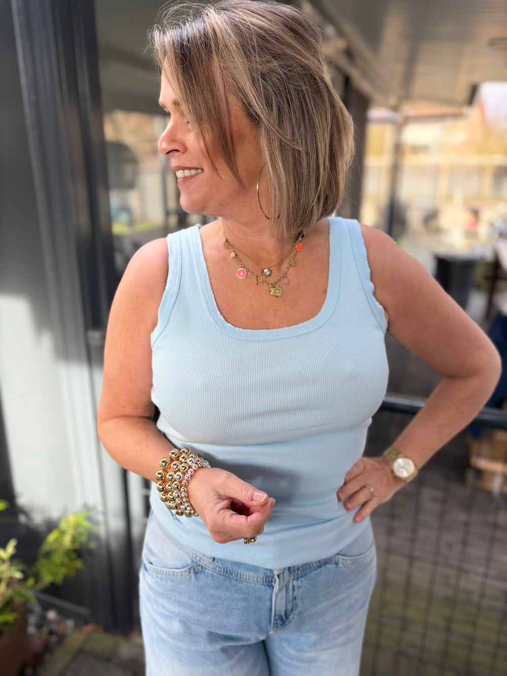 basic top lichtblauw