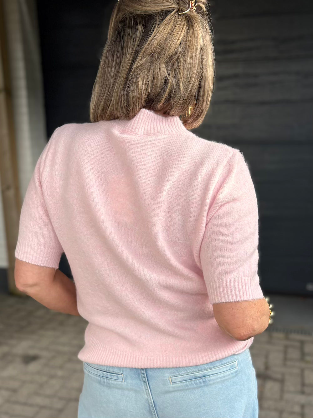 Truitje korte mouw met parels roze