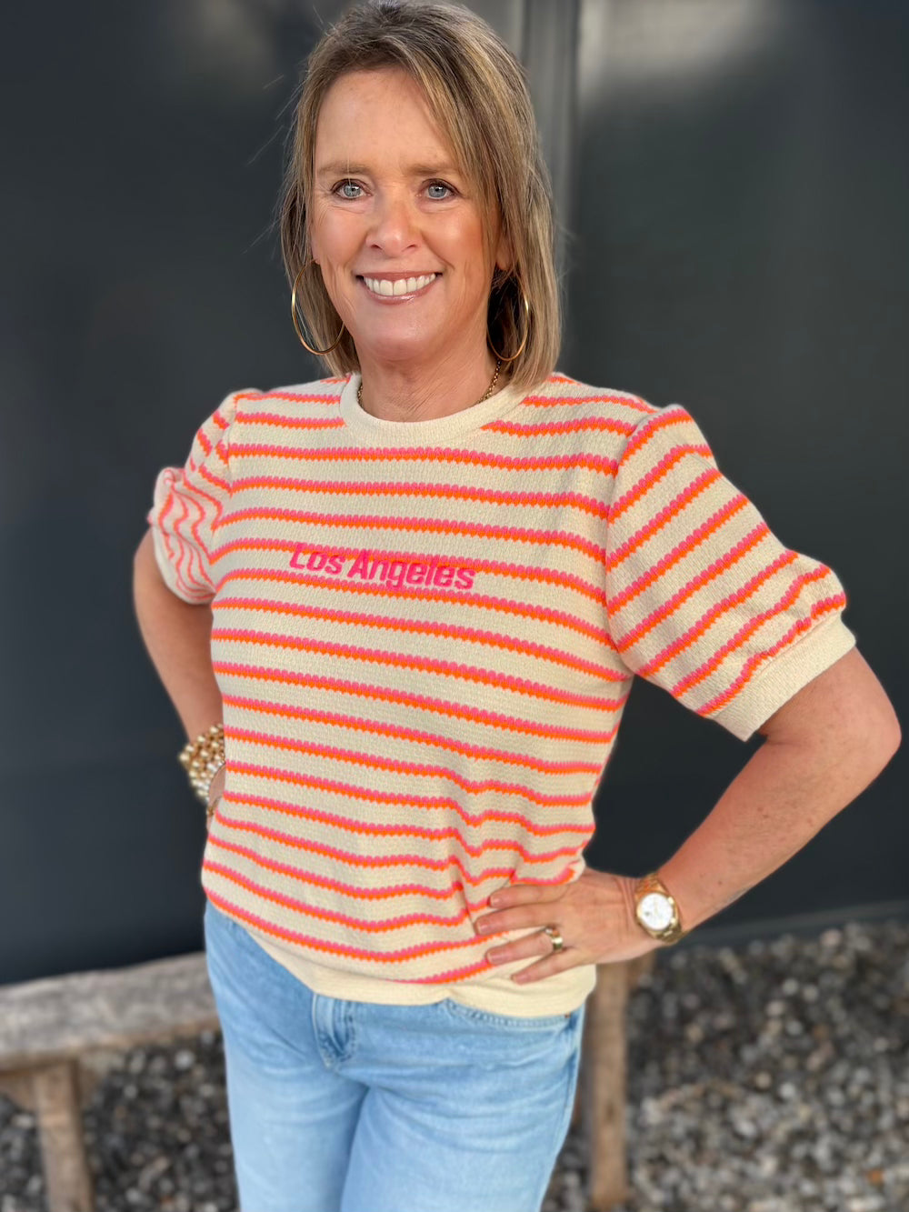 truitje katoen oranje streep