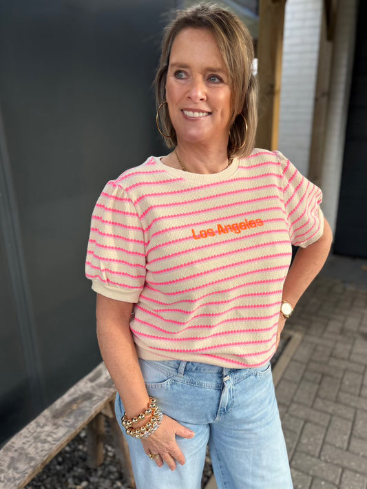 truitje katoen roze streep