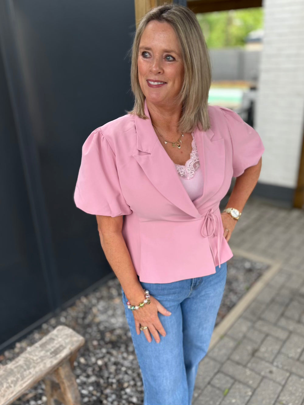 Blazer korte mouw roze