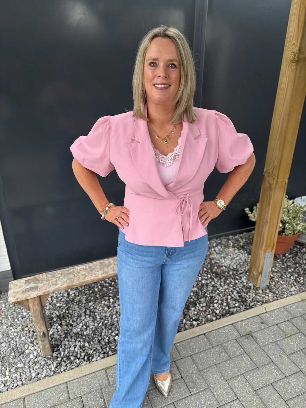 Blazer korte mouw roze
