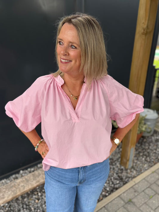 blouse met pofmouw roze