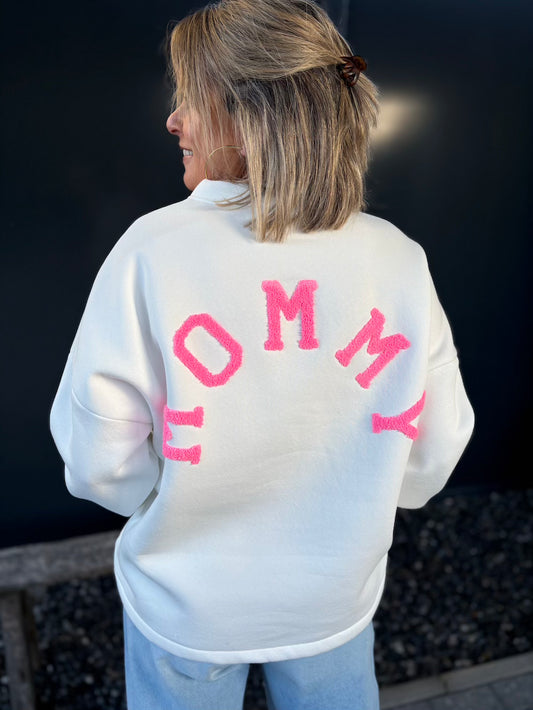 Sweater MOMMY wit roze