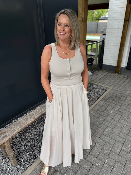rok wijd beige