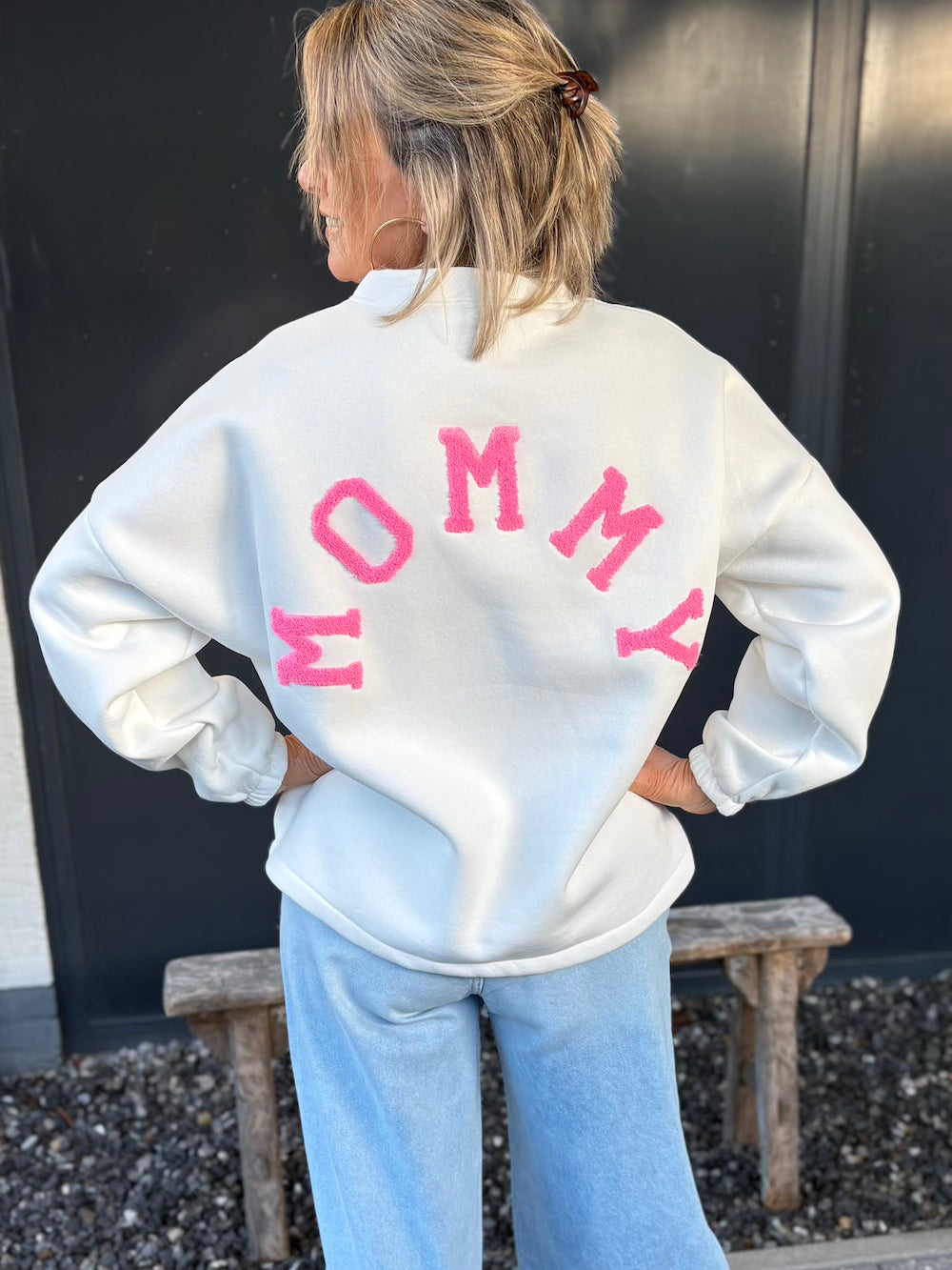 Sweater MOMMY wit roze